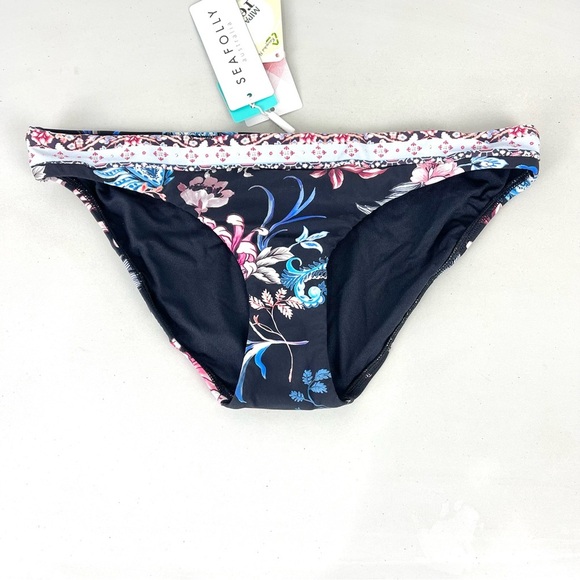 Seafolly Other - NEW Seafolly Hipster Low Rise Bikini Bottom Black Floral Women's Size 6